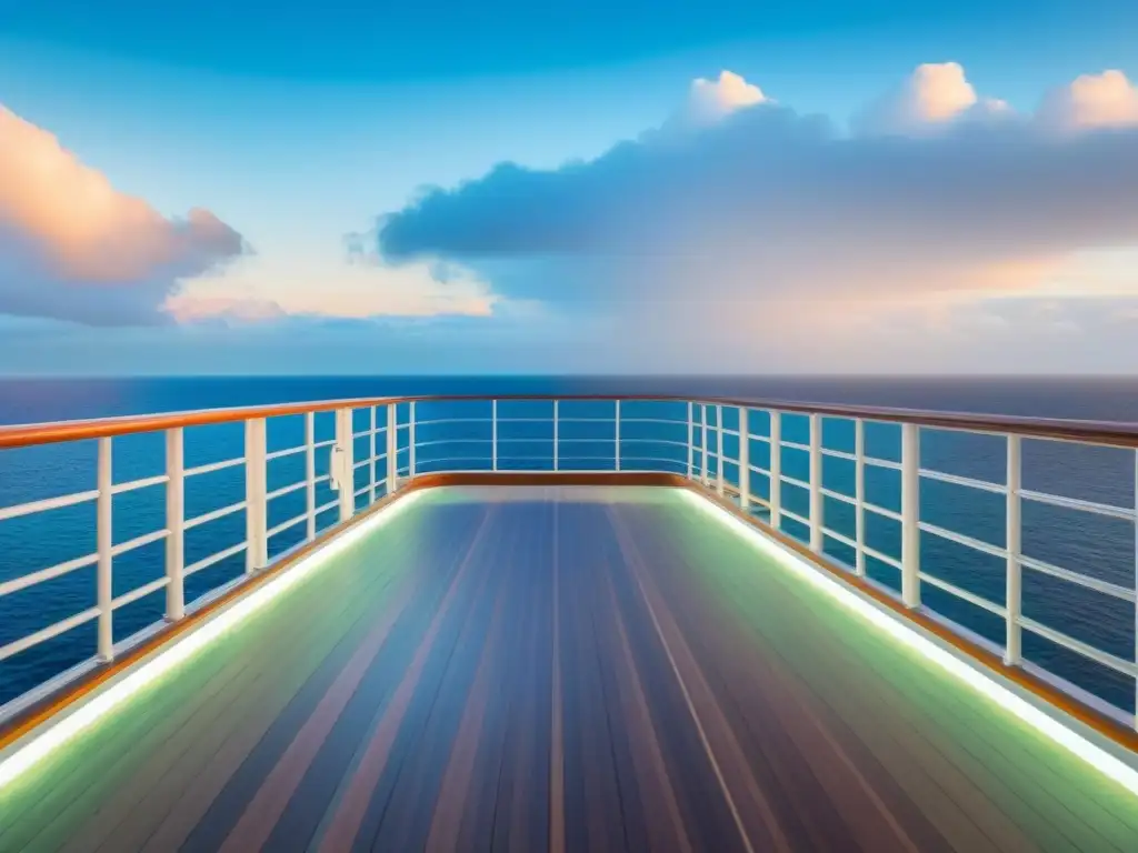 Rampa accesible integrada en crucero moderno Mejorar accesibilidad en cruceros: Rampa integrada en diseño moderno de barco, con vista al mar