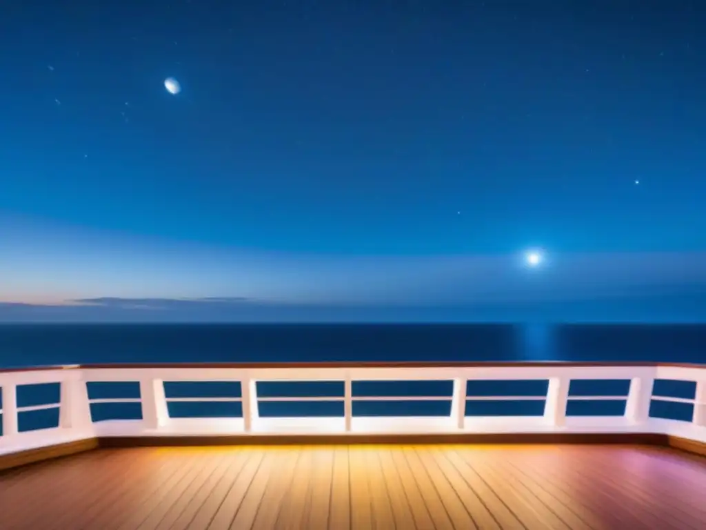 Conexión en alta mar cruceros: Moderno sistema de comunicación satelital en un crucero bajo un cielo estrellado y reflejos en el mar