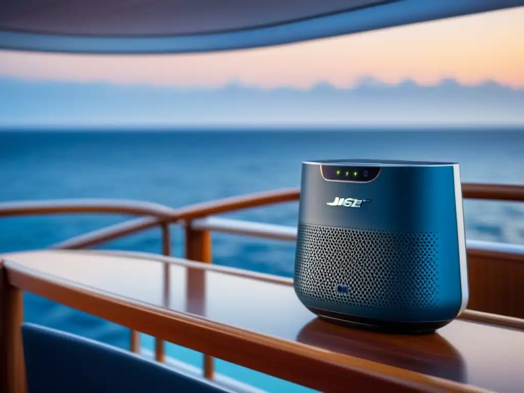 Altavoz Bose SoundLink Revolve en crucero de lujo sobre el mar azul