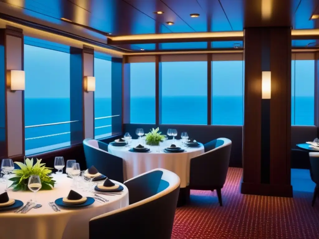 Ambiente elegante de comedor en crucero de lujo con gastronomía asiática