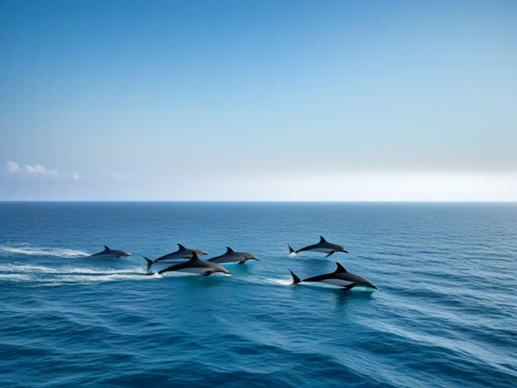 Armonía entre un crucero y delfines en aguas cristalinas