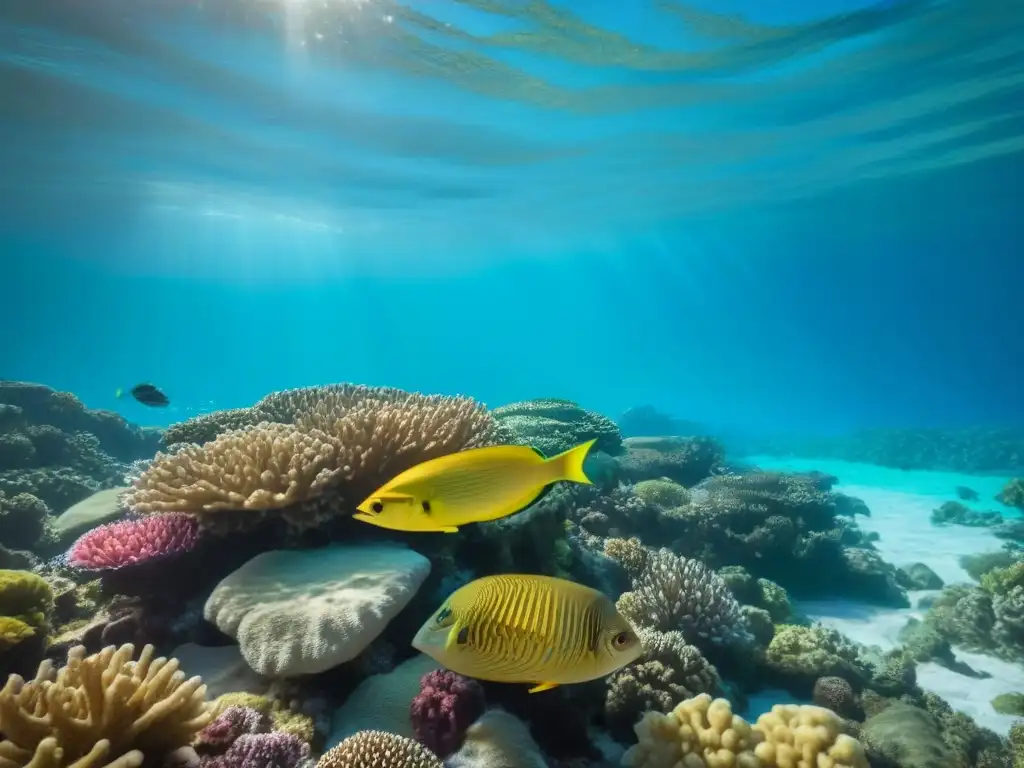 Un arrecife de coral vibrante y colorido bajo aguas turquesas cristalinas