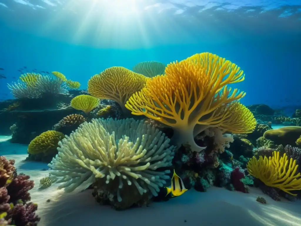 Un arrecife de coral vibrante lleno de vida marina colorida