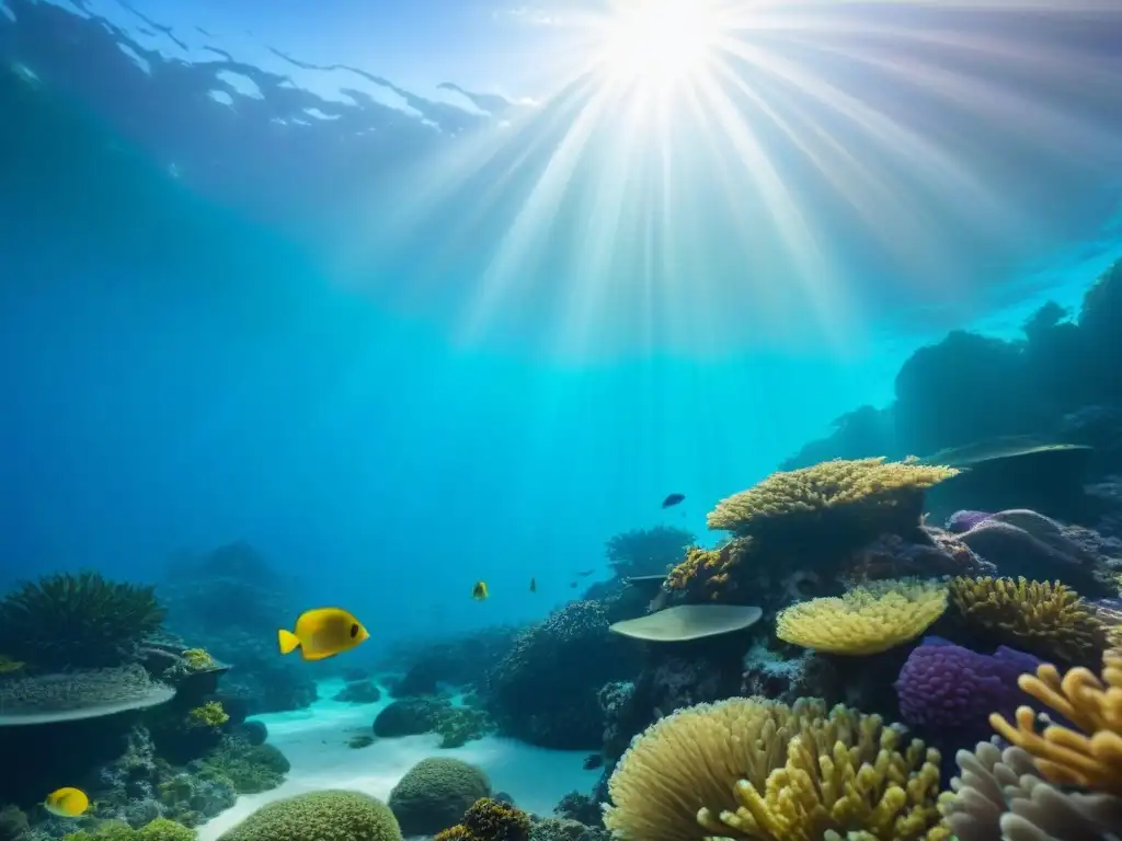 Un arrecife de coral vibrante lleno de peces y plantas marinas