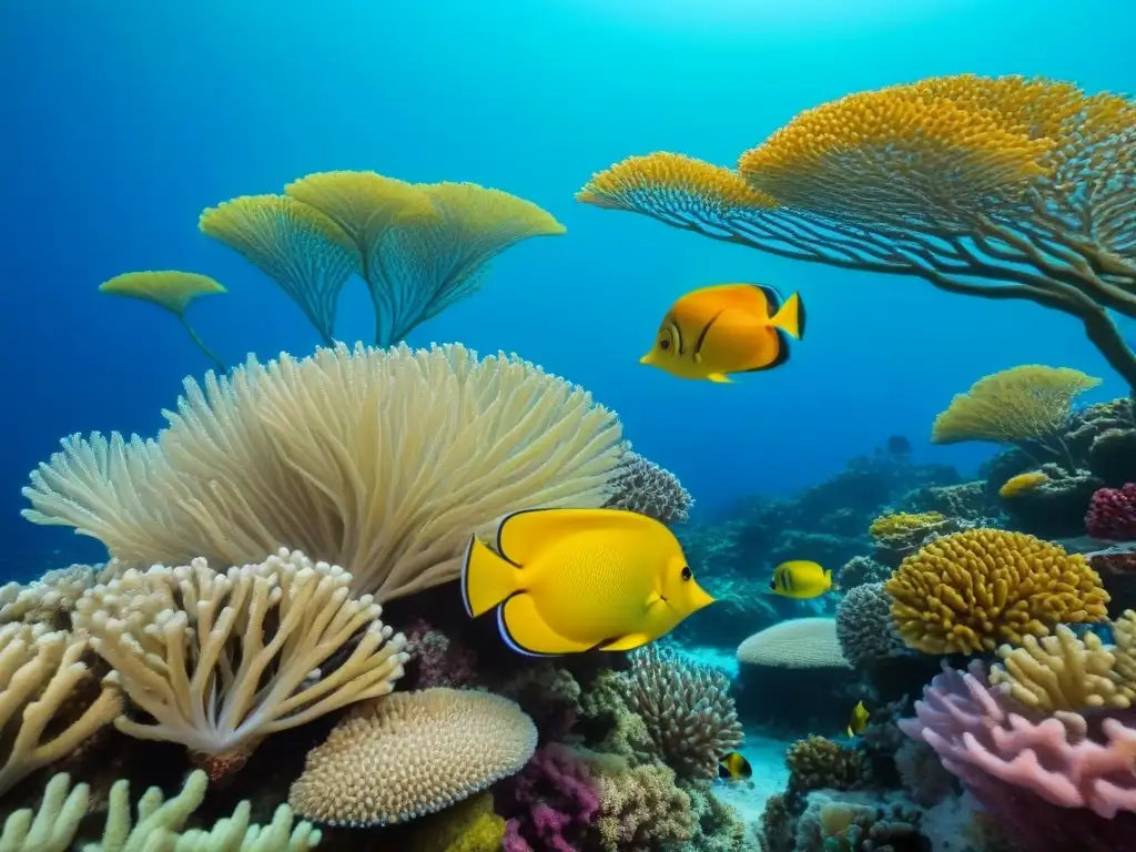 Un arrecife de coral vibrante y lleno de vida marina en Reservas de la Biosfera Marítima