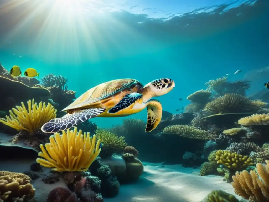 Un arrecife de coral vibrante en un mar tranquilo