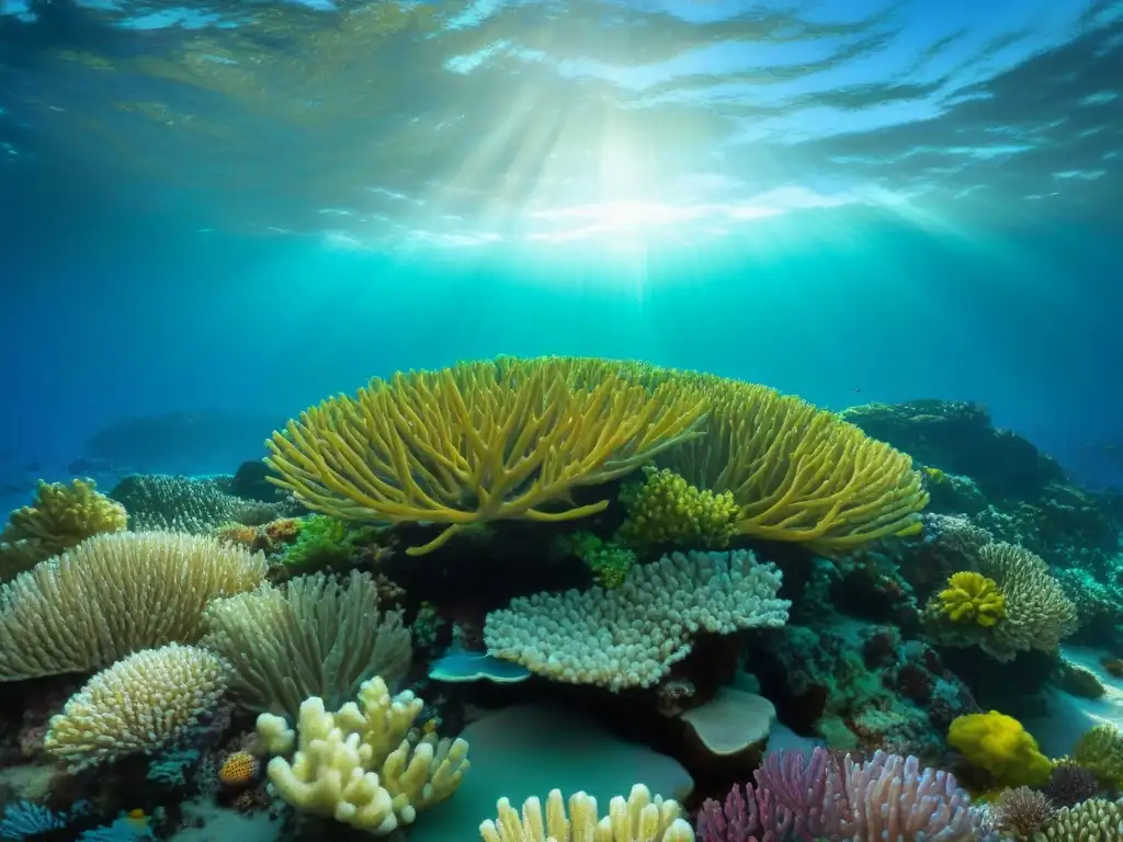 Un arrecife de coral prístino rebosante de vida marina vibrante y colores deslumbrantes