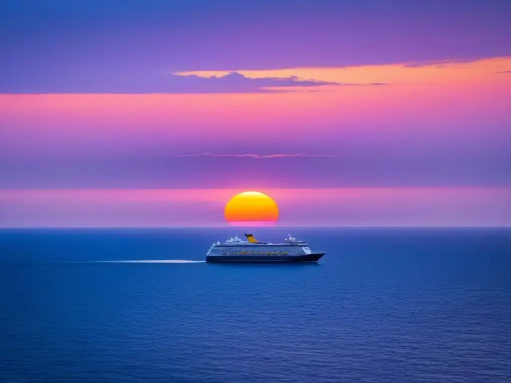 Un atardecer impresionante sobre el océano, reflejando tonos vibrantes de naranja, rosa y morado