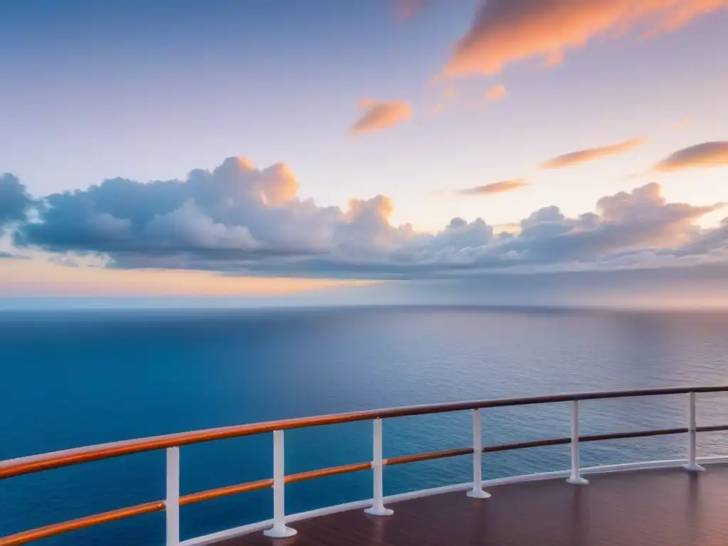 Atardecer sereno desde un crucero, reflejos dorados en el mar