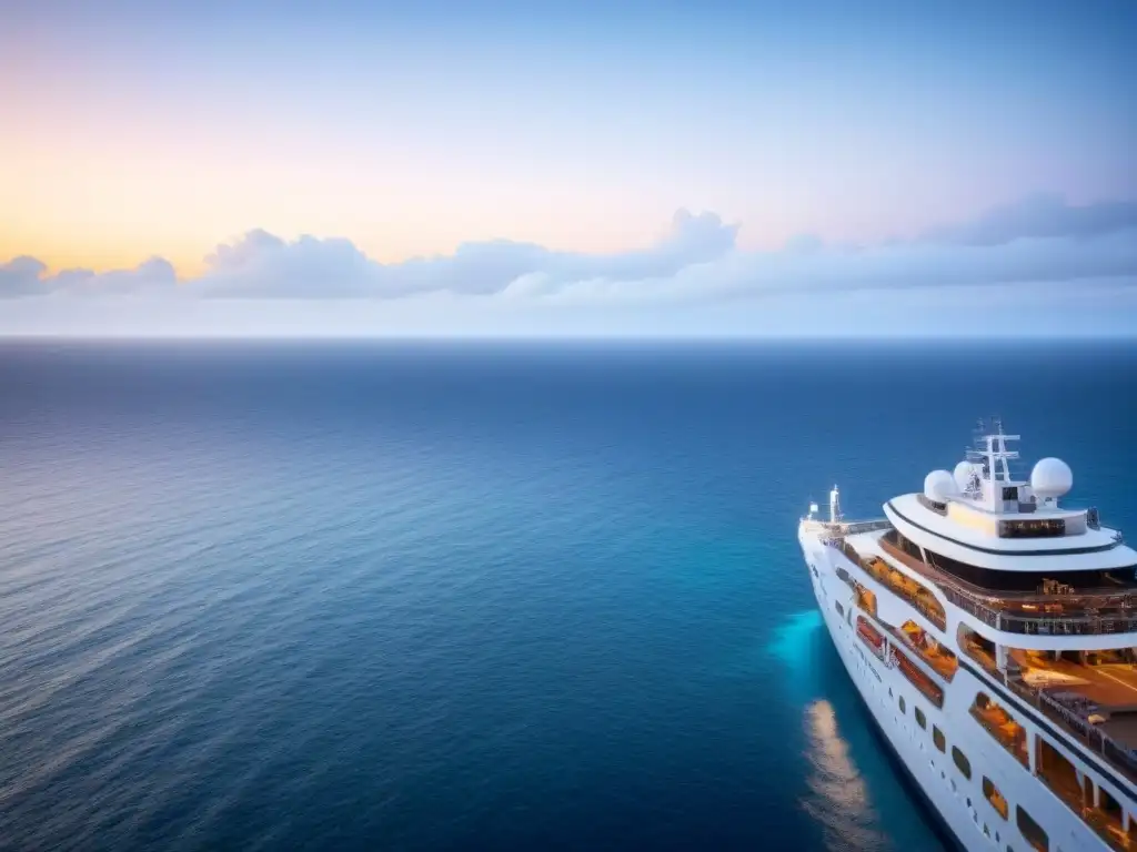 Atardecer sereno en crucero: paisaje marítimo mágico Atardecer tranquilo desde crucero