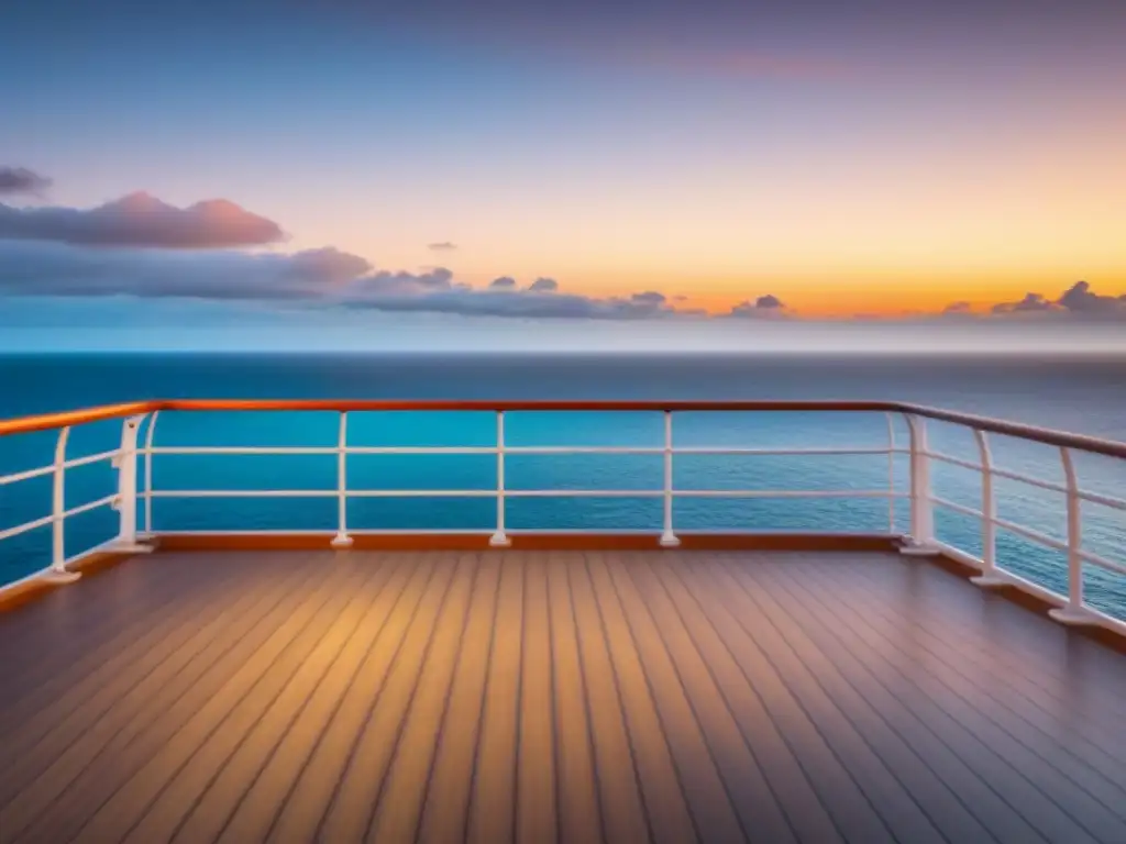 Un atardecer tranquilo en la cubierta de un crucero, ideal para celebrar las Fiestas de Navidad en Cruceros