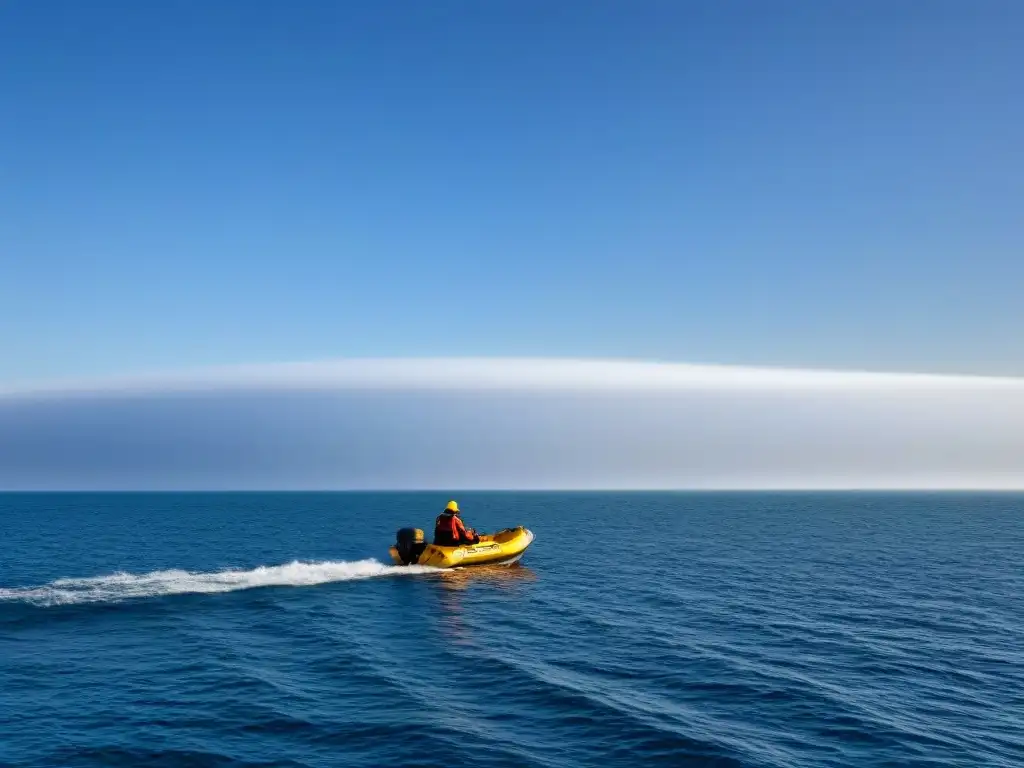 Barca en mar tranquilo con chalecos salvavidas, resaltando normas seguridad turismo marítimo