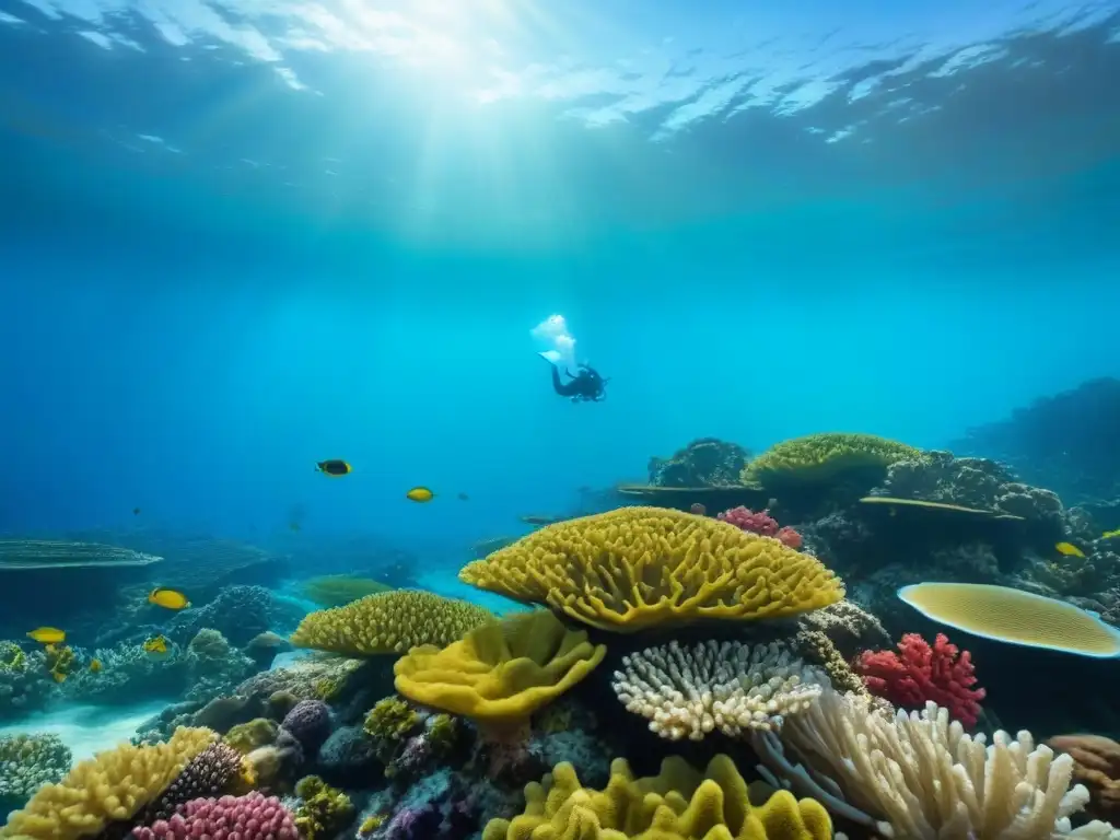 Explora la belleza de un arrecife de coral vibrante y lleno de vida marina