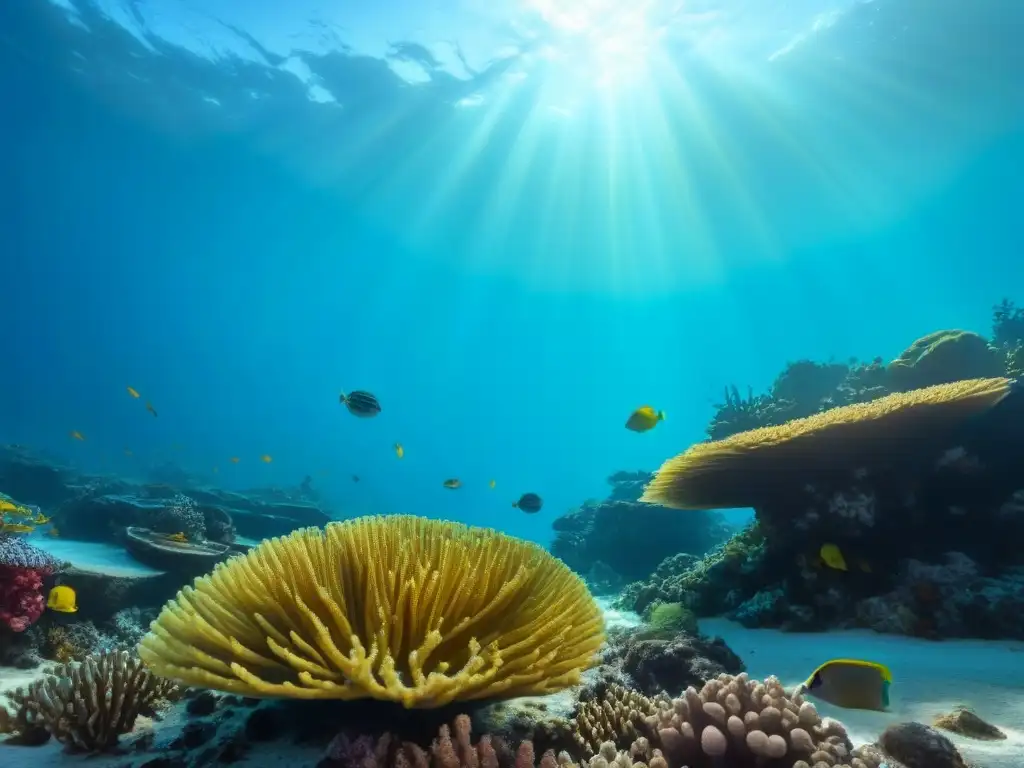 Arrecife de coral vibrante: belleza submarina en UNESCO Explora la belleza de los arrecifes de coral UNESCO en esta vibrante escena submarina