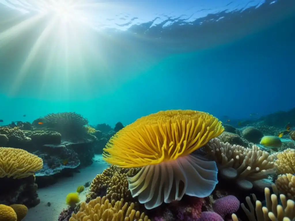 Arrecife de coral vibrante: belleza y equilibrio marino Explora la belleza y equilibrio de un arrecife de coral UNESCO en esta imagen de un vibrante ecosistema marino