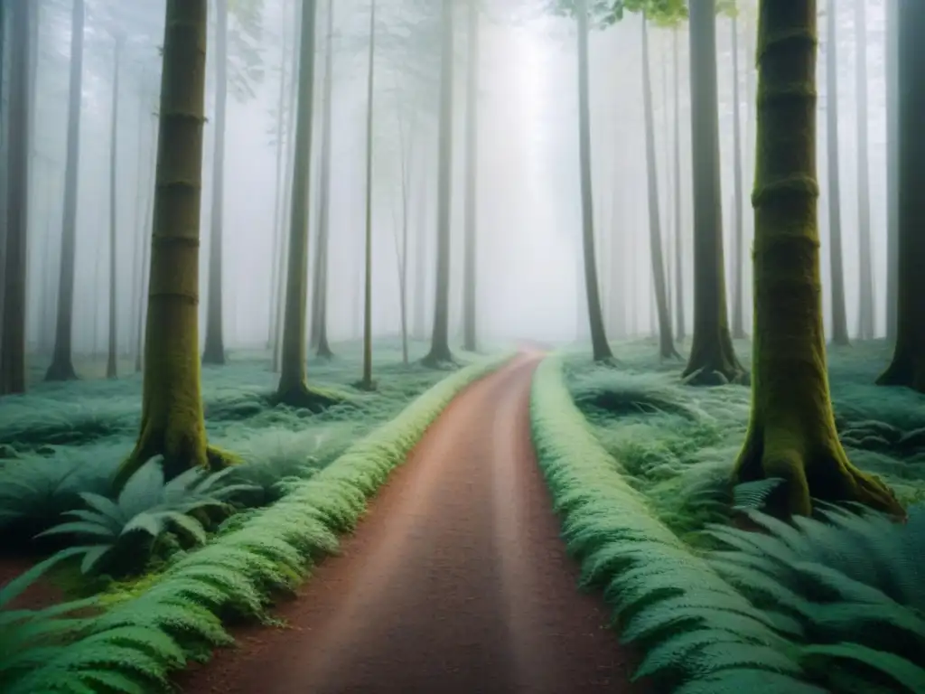 Un bosque verde exuberante con un sendero claro invitando a excursiones en tierra turismo responsable