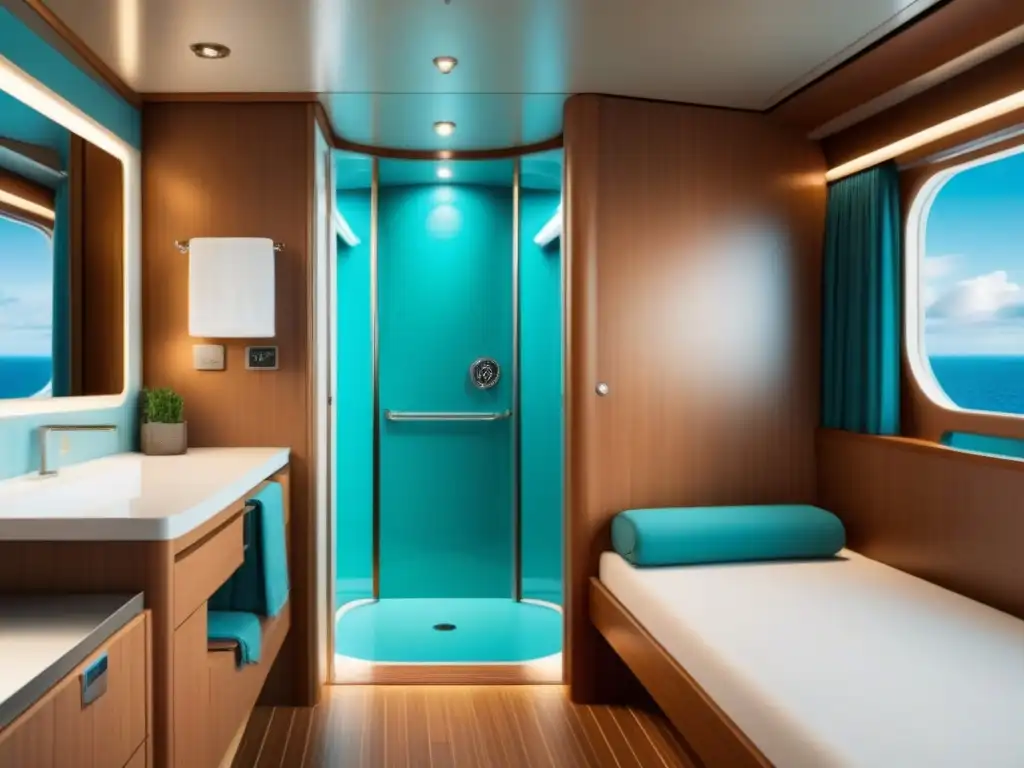 Una cabaña accesible en crucero, diseño moderno con comodidad y funcionalidad, en tonos serenos