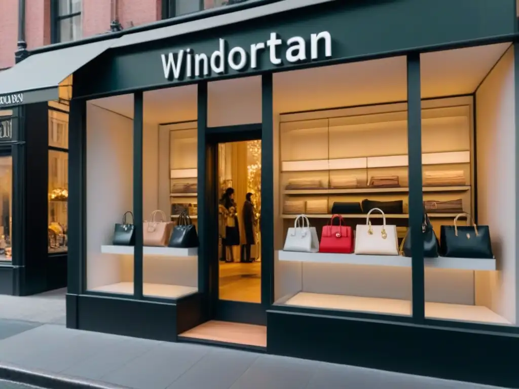 Una calle lujosa de compras en Manhattan con tiendas de diseñadores y elegantes compradores