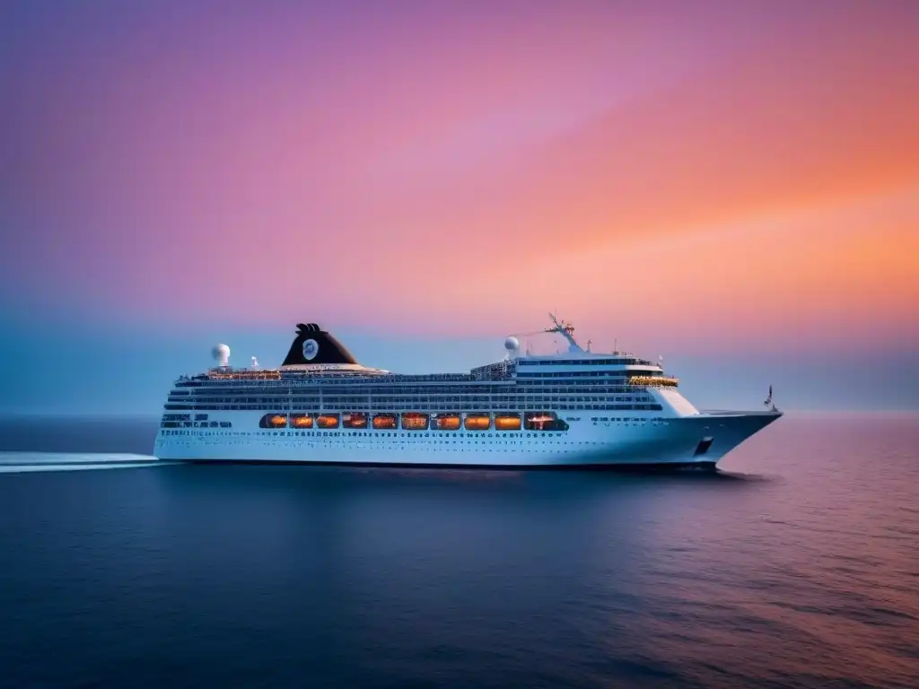 Un clásico crucero deslizándose graciosamente en aguas tranquilas al atardecer, capturando la esencia de 'Cruceros en el cine: momentos icónicos'