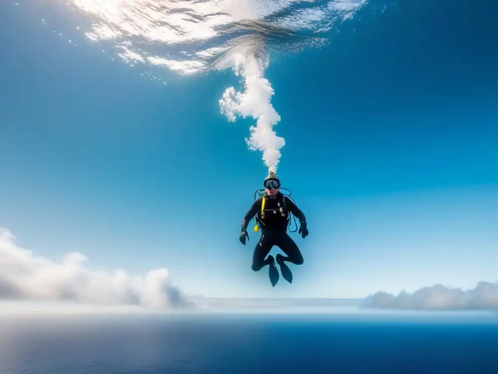 Un clavadista en pleno salto desde un crucero, reflejando la elegancia y precisión de las Competencias de clavados en cruceros