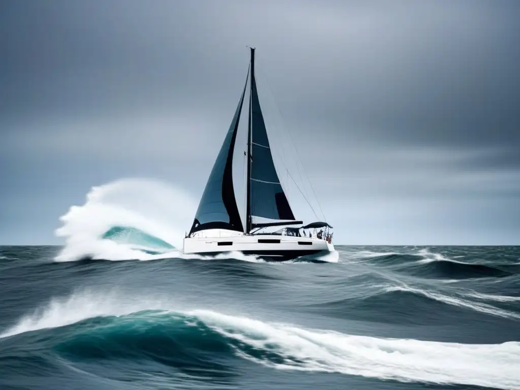 Interpretación del clima marinero en un crucero: un velero navegando con gracia en aguas turbulentas