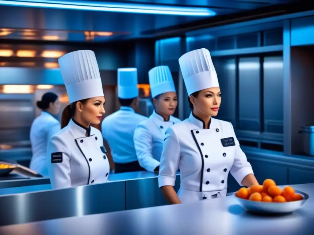 Cocina futurista en crucero con innovación gastronomía alta mar