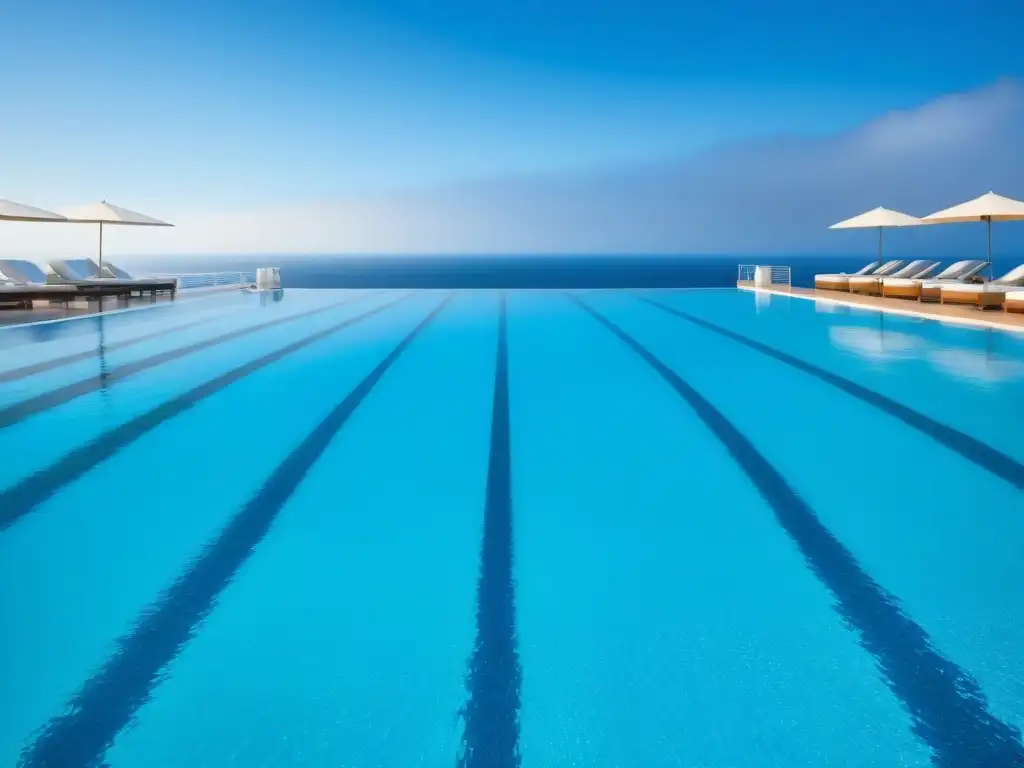 Competencia de natación de lujo en piscina de crucero durante torneo en el mar