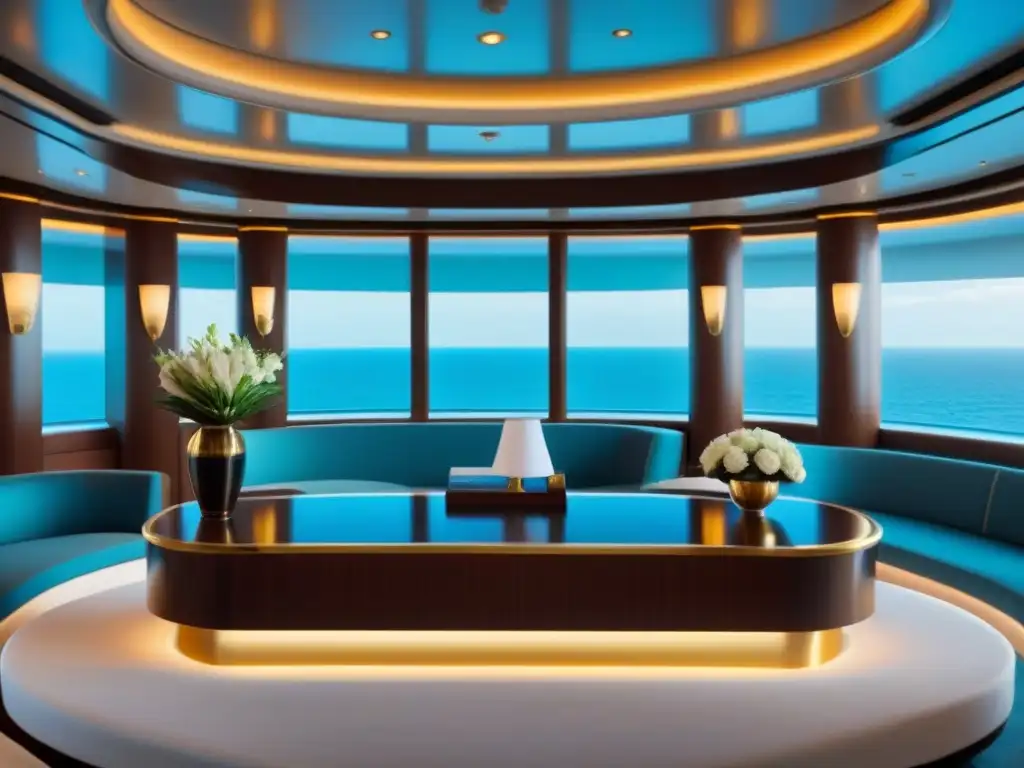 El concierge del crucero ofrece las mejores recomendaciones, en un elegante escritorio con vista al mar