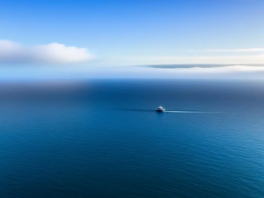 Consejos para mantener calma en crucero: ilustración serena de un mar tranquilo con un crucero en el horizonte y cielo despejado