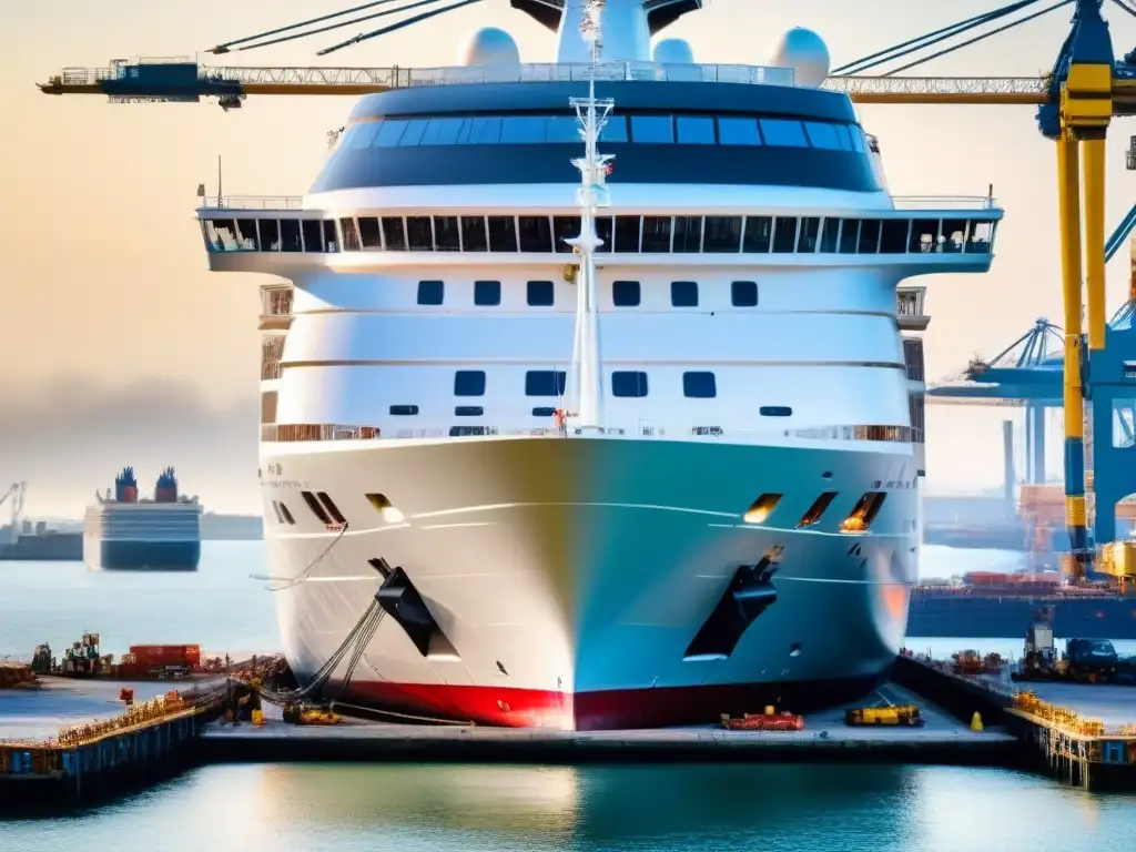 Construcción de cruceros de lujo: Detalles impresionantes de un crucero en construcción en astillero