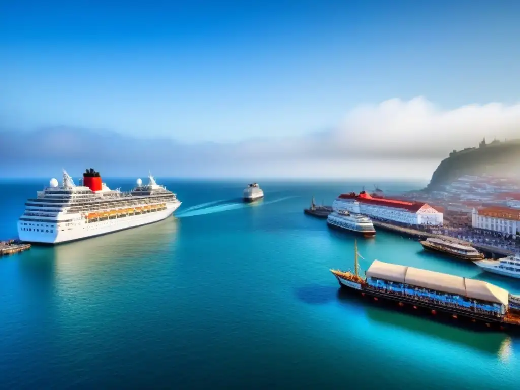 Contraste entre destinos locales y el impacto del turismo de cruceros, reflejado en un puerto sereno