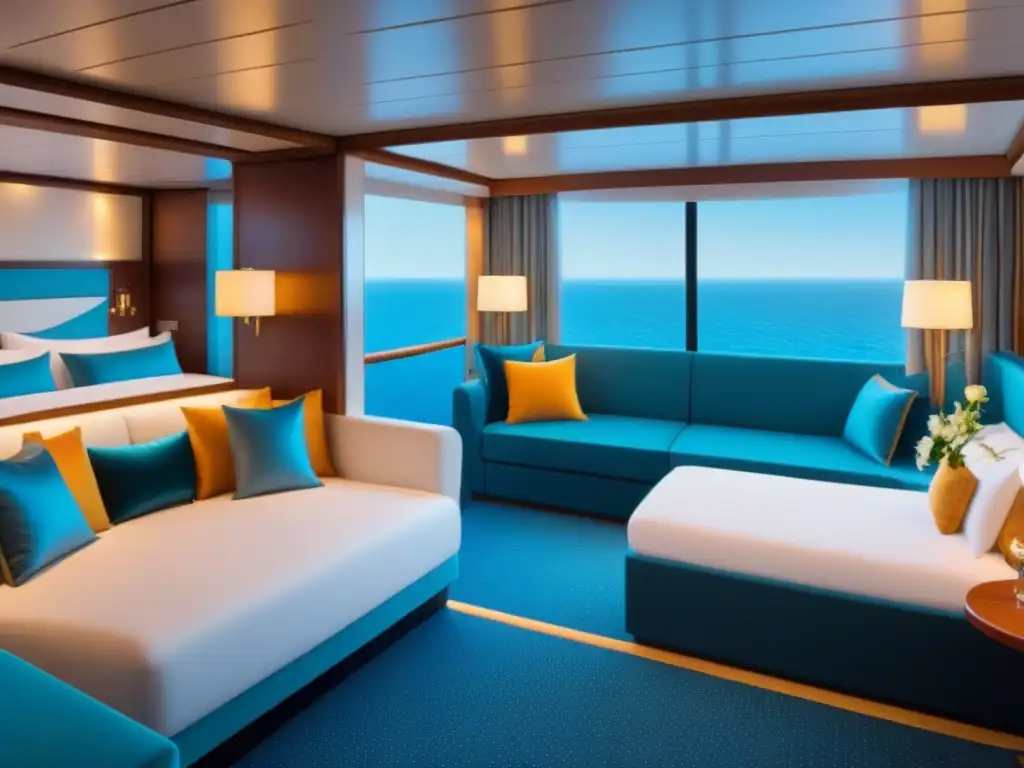 Contraste entre habitación estándar y suite de lujo en crucero