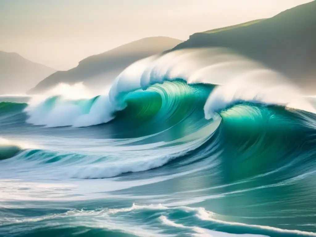 Patrón geométrico marino: danza de olas y criaturas en azules y verdes Patrón geométrico marino con criaturas danzantes en azules y verdes, evocando festivales marítimos música danzas tradicionales