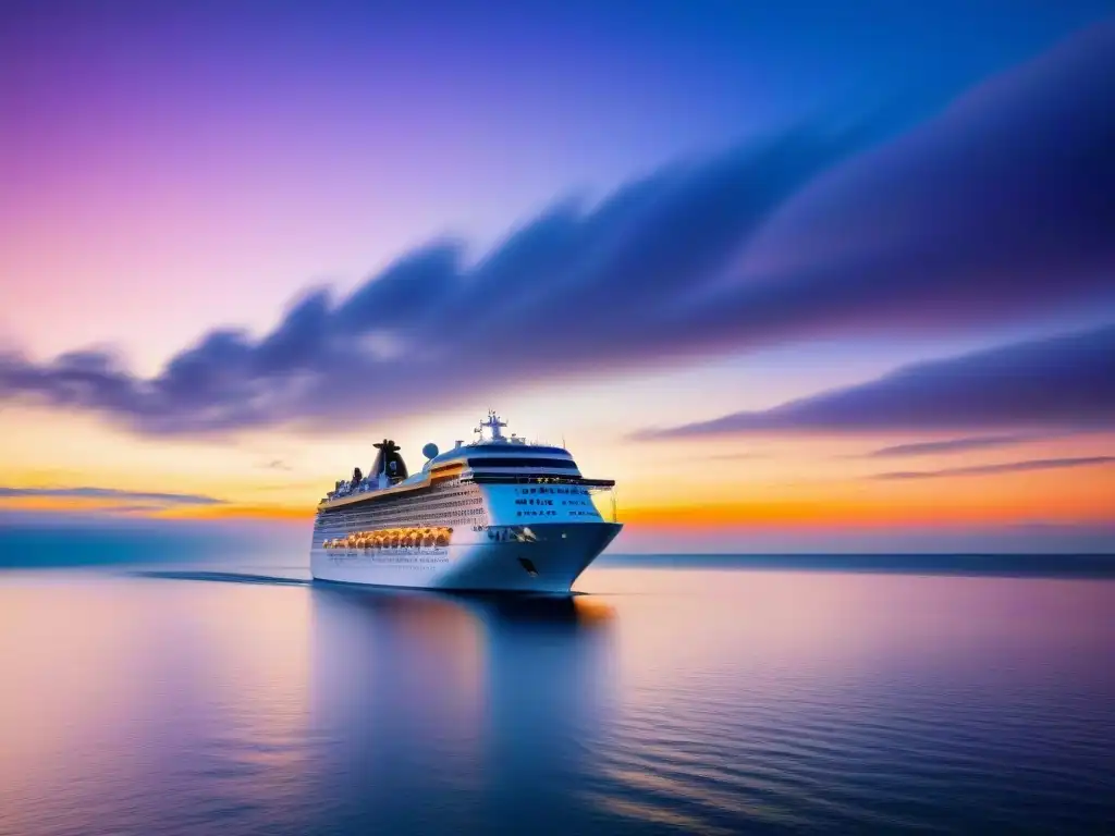 Un crucero en aguas tranquilas al atardecer, transmitiendo paz y bienestar