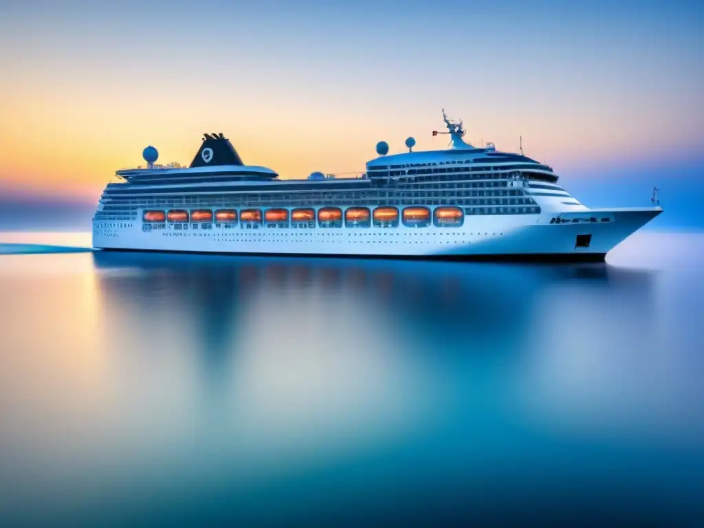 Un crucero navegando en aguas tranquilas bajo un cielo azul, evocando la seguridad de un viaje tranquilo