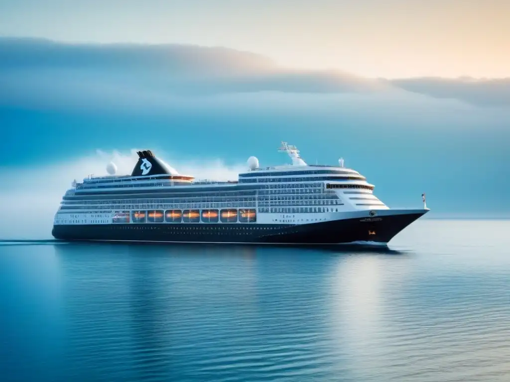 Un crucero navegando en aguas tranquilas, sin pasajeros a la vista, transmitiendo tranquilidad y seguridad con sus medidas de seguridad en cruceros