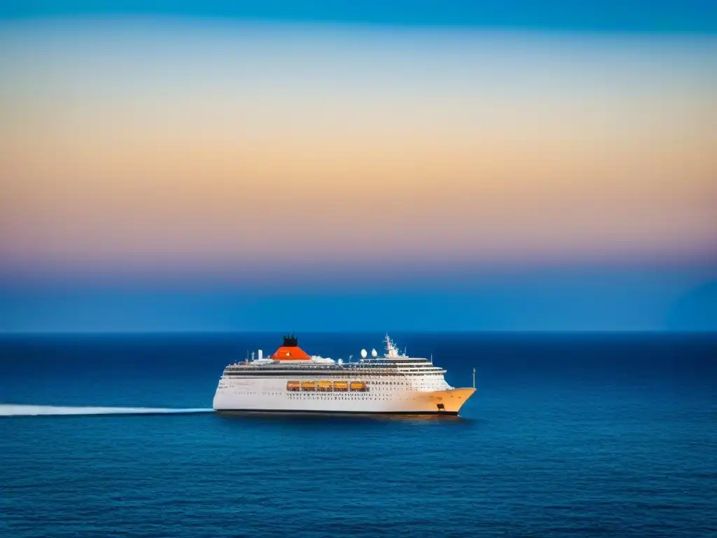 Un crucero en aguas turquesas al atardecer, brindando beneficios dieta mediterránea crucero