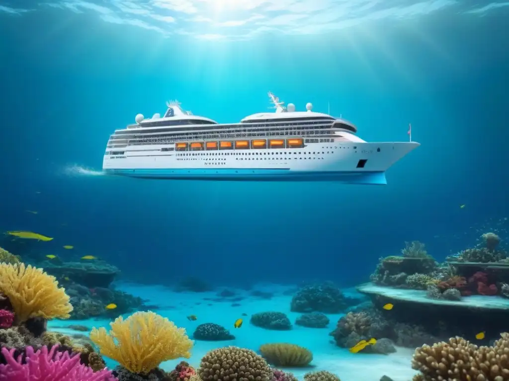 Un crucero de alta tecnología con innovadoras tecnologías de protección de arrecifes de coral, fusionando modernidad y conservación marina