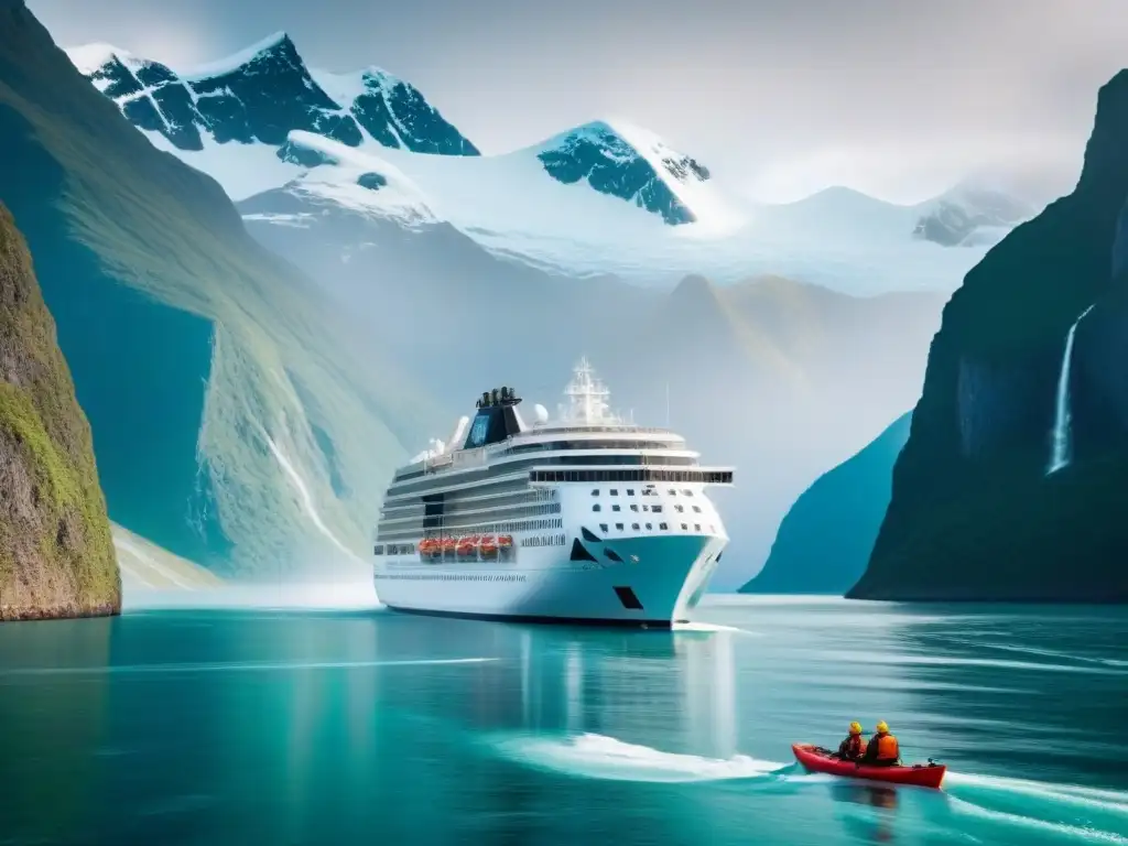 Un crucero de aventura extrema surcando aguas heladas con montañas nevadas al fondo