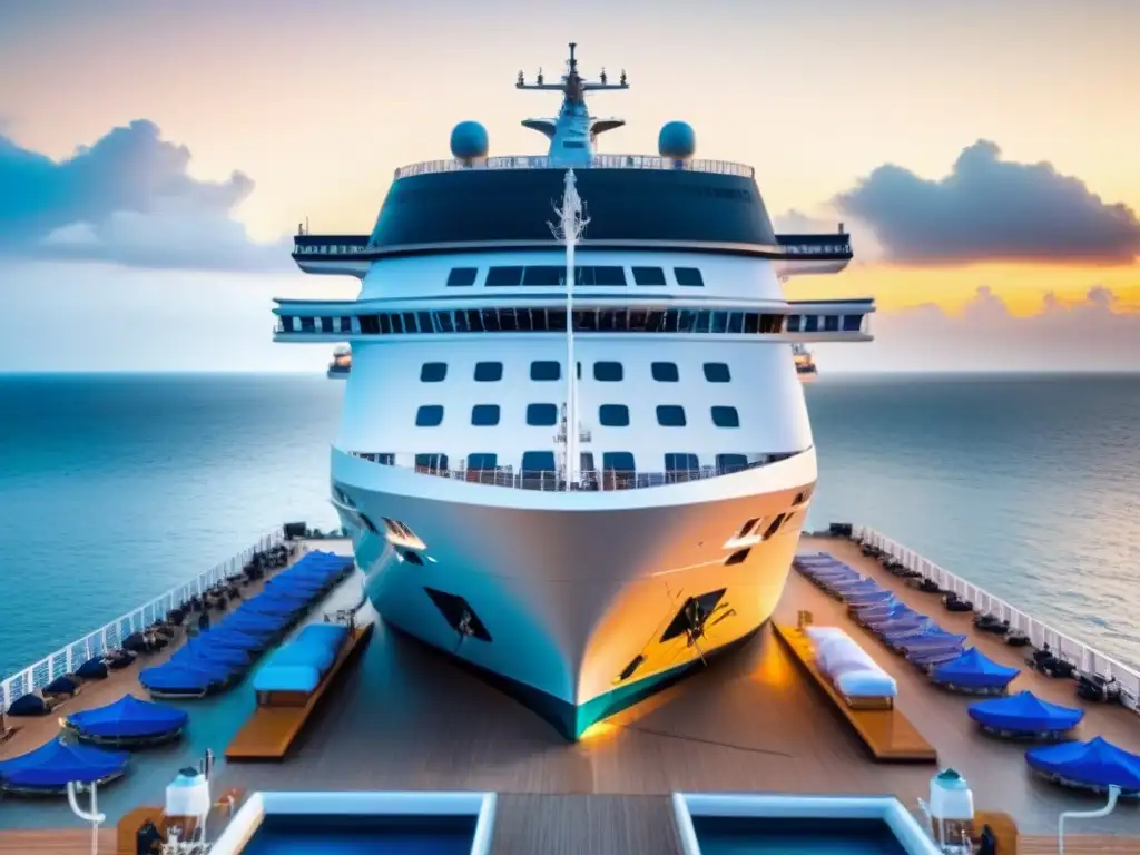 Un crucero de aventura extrema con deportes acuáticos en un puerto vibrante al atardecer