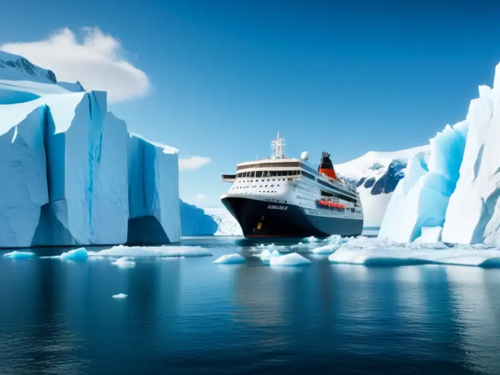 Un crucero de aventura en polos navega entre glaciares y vida silvestre polar en un paisaje sereno y majestuoso