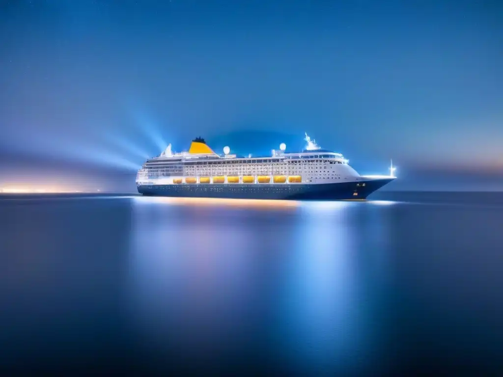 Un crucero navegando bajo un cielo estrellado, proyectando paz