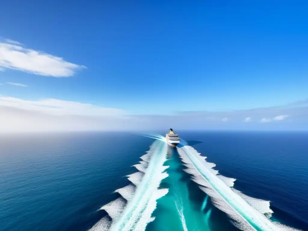 Un crucero eco-friendly navegando en un océano cristalino, promoviendo cruceros responsables y la protección de los mares