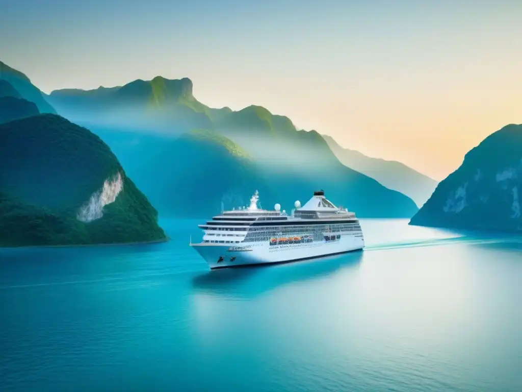 Un crucero ecológico enriquece mente navegando entre aguas cristalinas y montañas verdes al atardecer