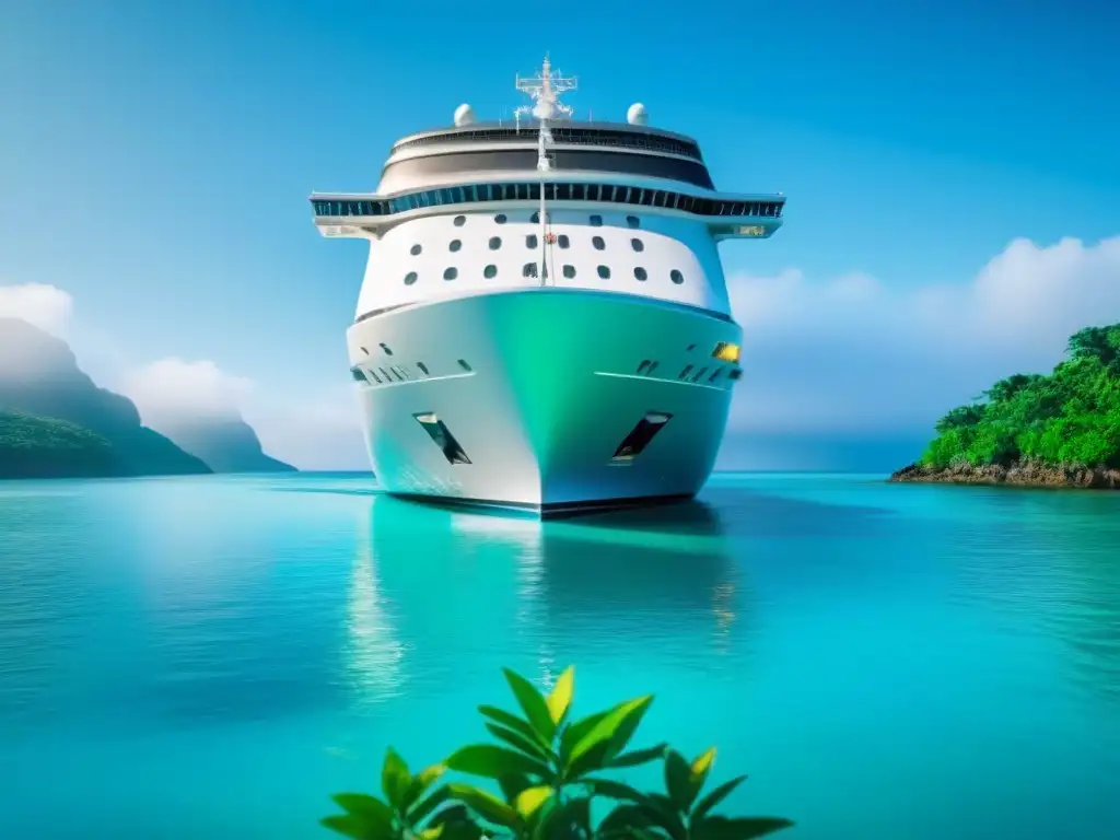 Crucero ecológico navegando en aguas cristalinas con pagos en criptomonedas