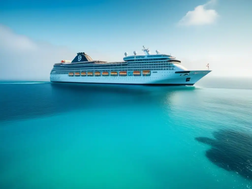 Crucero ecológico navegando en aguas cristalinas con símbolos de criptomonedas