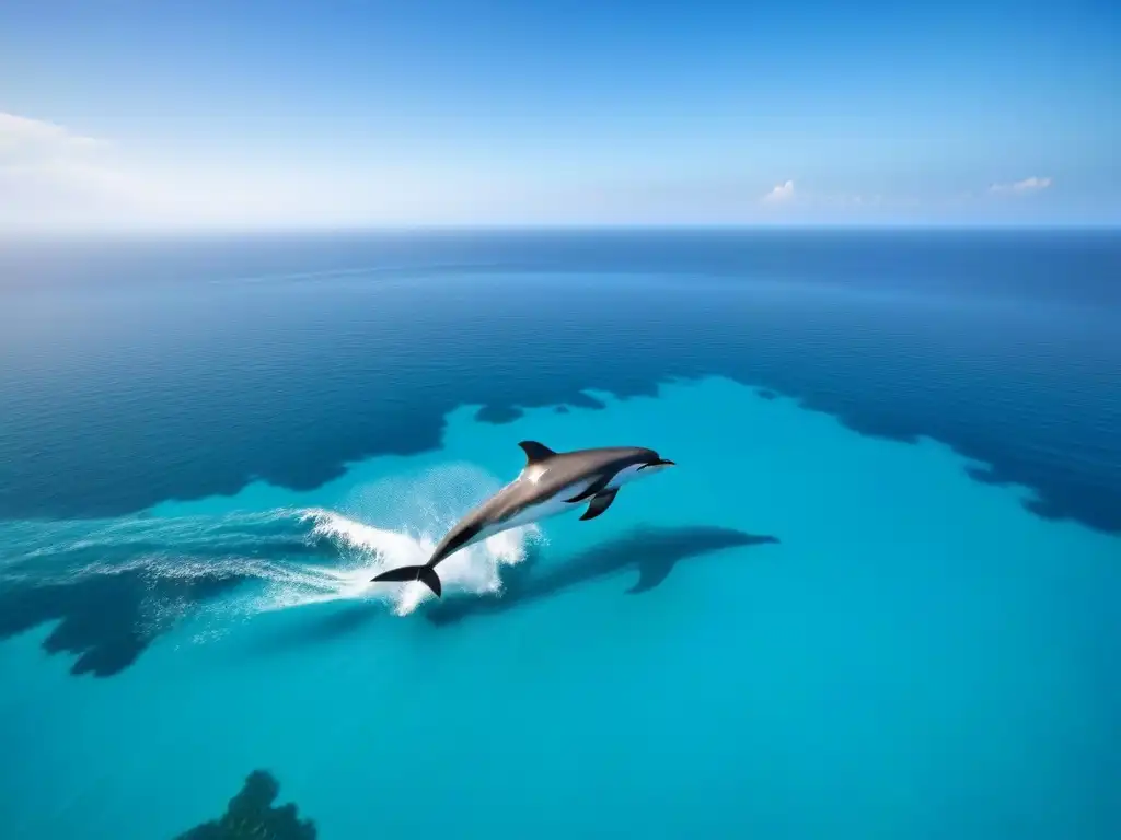 Crucero ecológico surcando aguas turquesas con delfines y arrecife