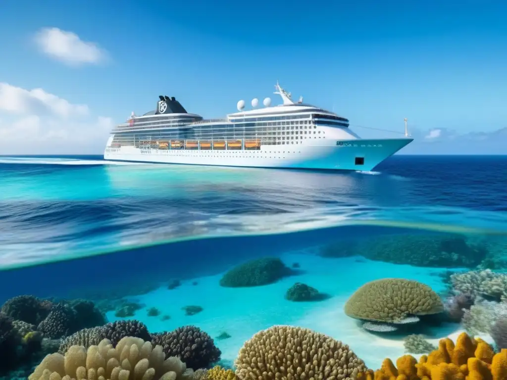 Crucero ecológico navegando entre arrecifes de coral, reflejando compromiso con la naturaleza y ofreciendo experiencias únicas