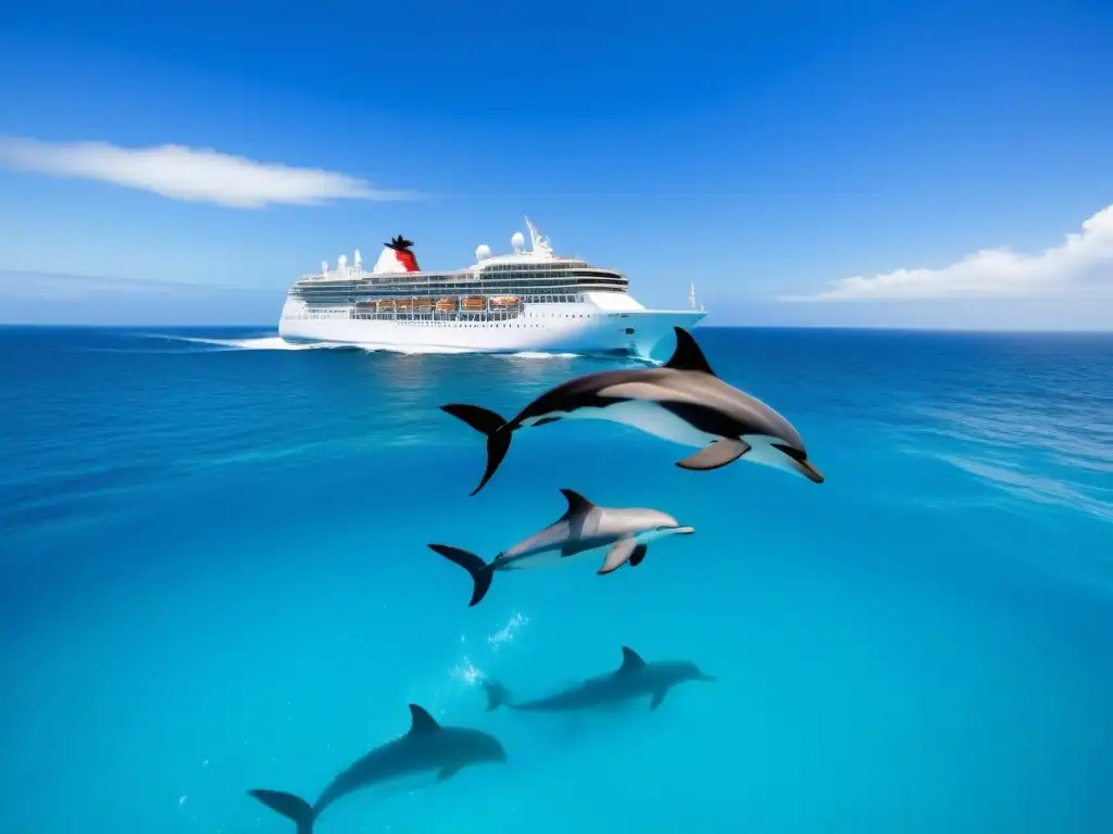 Un crucero ecológico en armonía con las causas marinas, surcando aguas turquesas con delfines majestuosos