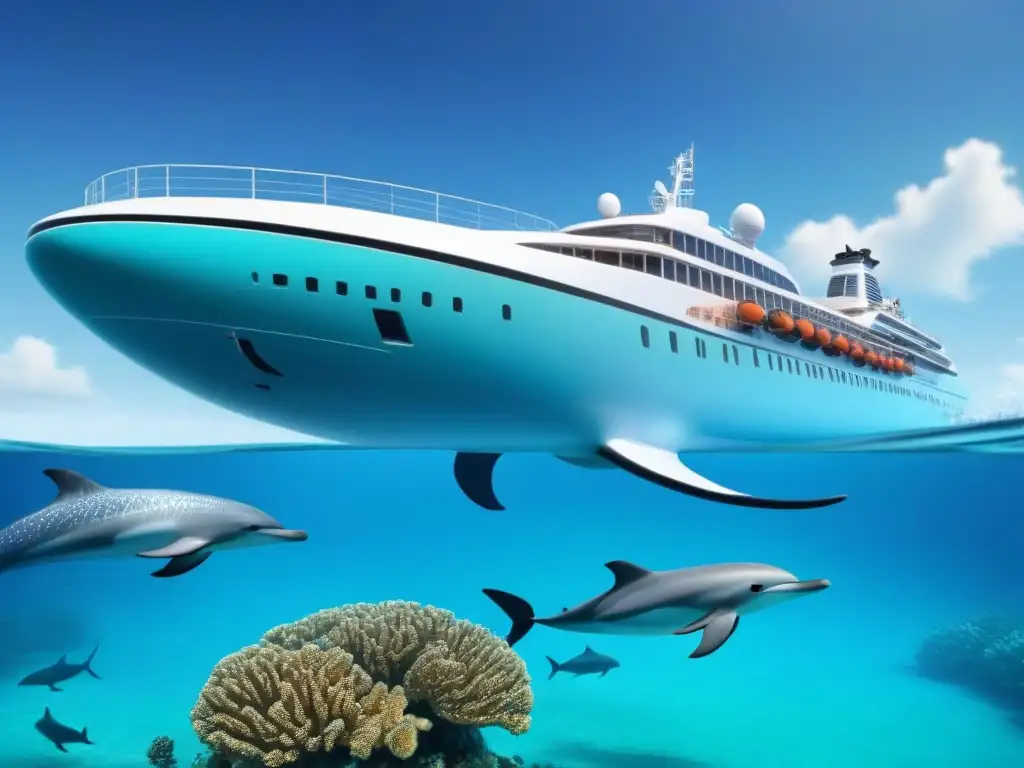 Un crucero ecológico avanza entre delfines y arrecifes, fusionando lujo y sostenibilidad